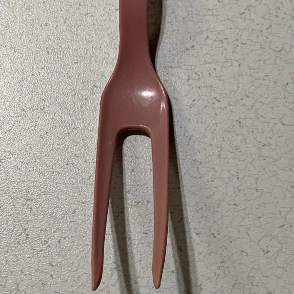 Vintage Pink EKCO MEAT SERVING FORK Utensil Nylon 11” Serving Kitchen Tool Nice